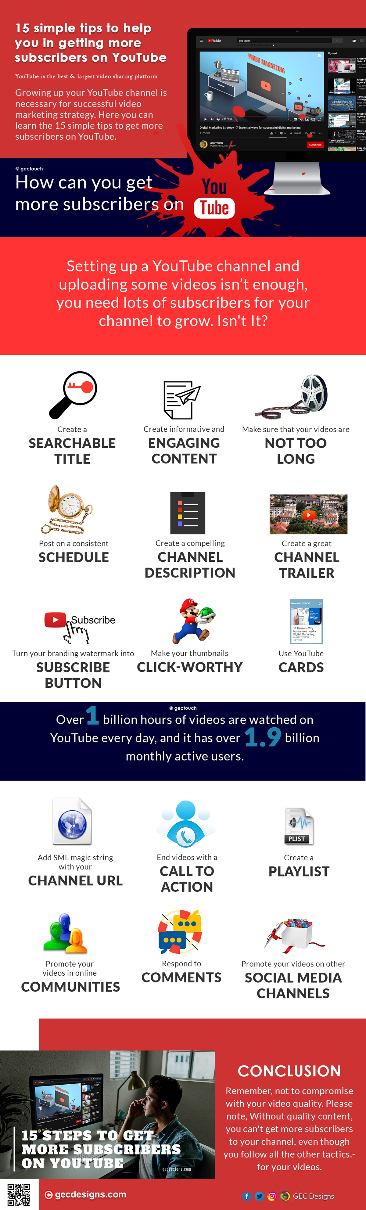 Tips to get more YouTube Subscribers Infographic