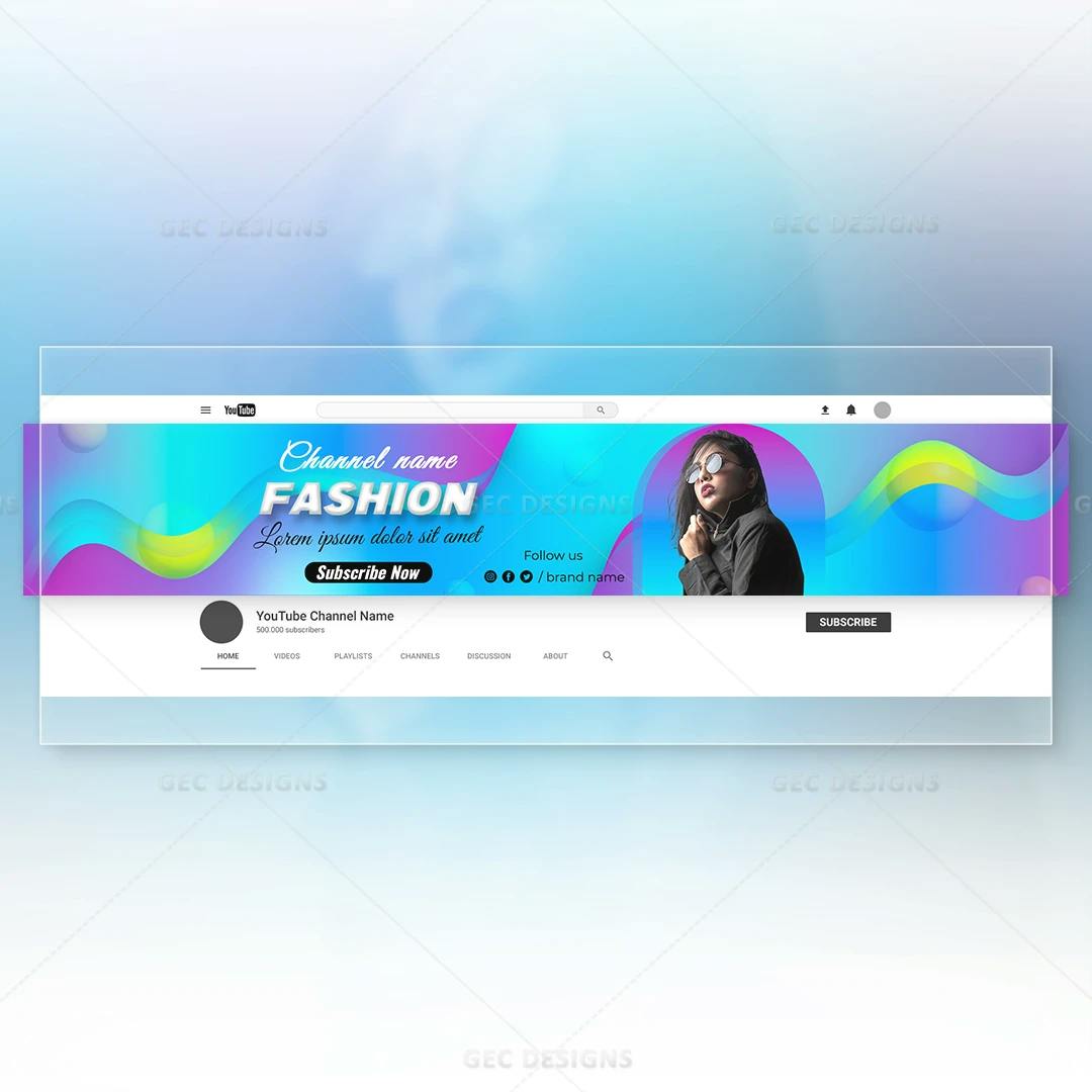 YouTube Channel Banner Template for Fashionistas